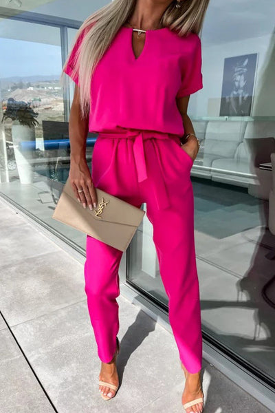 Madalena - Combinaison - Col En V - Taille Élastique - Poches - Coupe Décontractée - Femmes