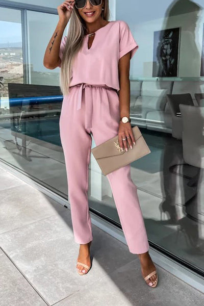 Madalena - Combinaison - Col En V - Taille Élastique - Poches - Coupe Décontractée - Femmes