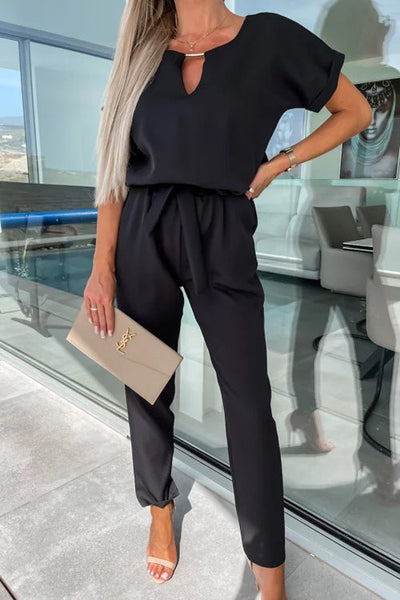 Madalena - Combinaison - Col En V - Taille Élastique - Poches - Coupe Décontractée - Femmes
