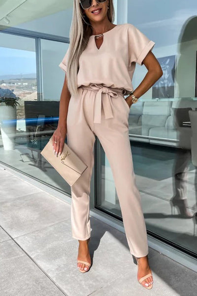 Madalena - Combinaison - Col En V - Taille Élastique - Poches - Coupe Décontractée - Femmes