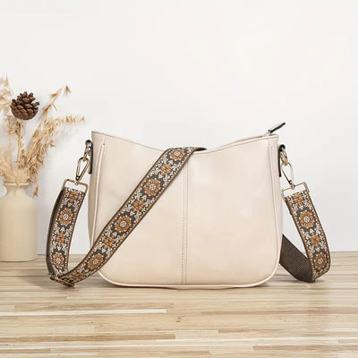 Sac à bandoulière pour femme - Cuir végétalien - Lanière réglable - Élégant & quotidien