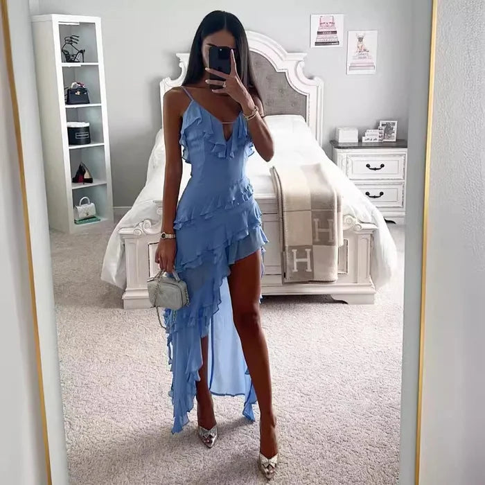 Daantje - Robe Longue Élégante - Fluide Et Chic - Bleu - Femmes
