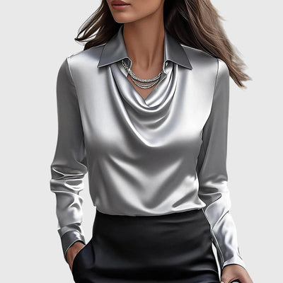 Sylvie | Blouse avec éclat luxueux et col plissé