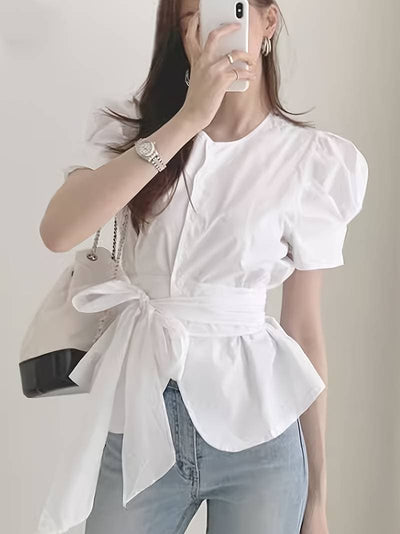 Lina - Blouse Femme Blanche - Manches Papillon - Élégante et Flatteuse