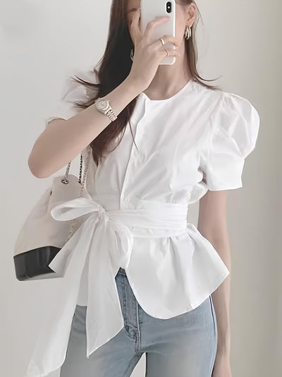 Lina - Blouse Femme Blanche - Manches Papillon - Élégante et Flatteuse