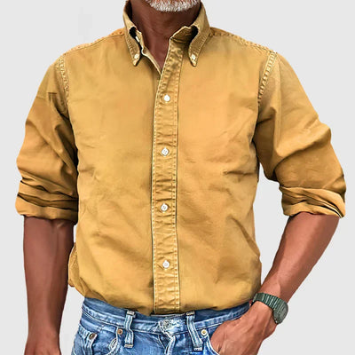 Hugo – Chemise Vintage Pour Hommes Avec Look Délavé Et Manches Longues