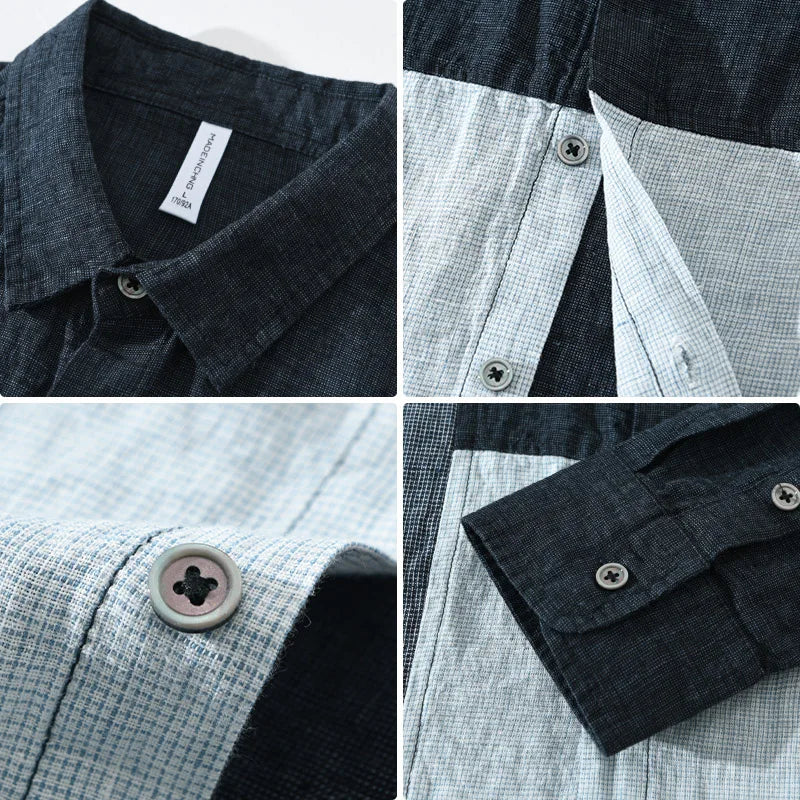 Deacon - Chemise en lin - Patchwork élégant - Hommes