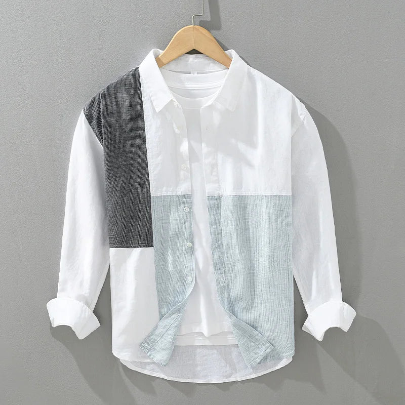 Deacon - Chemise en lin - Patchwork élégant - Hommes