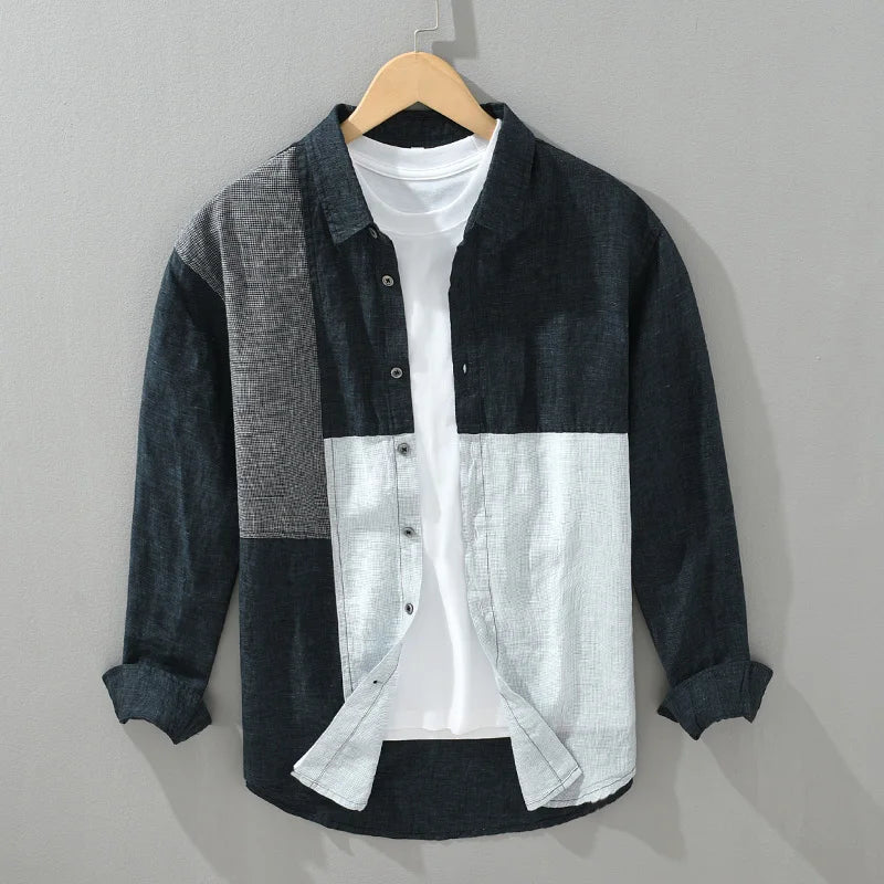 Deacon - Chemise en lin - Patchwork élégant - Hommes