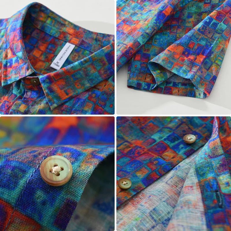 Tjerk - Chemise en Lin Imprimée - Stylé - Hommes