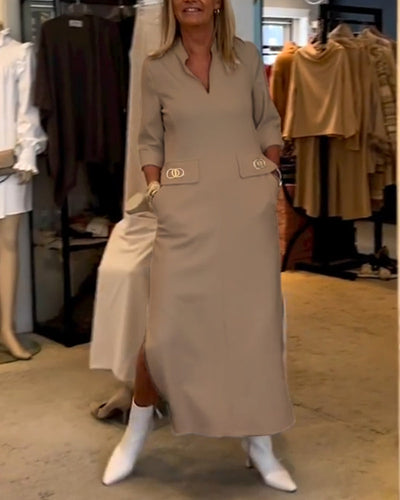Héloïse - Robe Fendue Avec Détails Stylés Pour Un Look Raffiné
