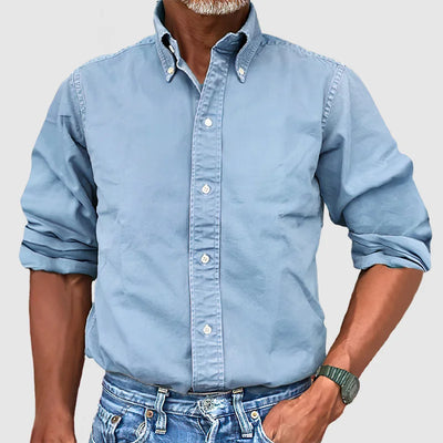 Hugo – Chemise Vintage Pour Hommes Avec Look Délavé Et Manches Longues