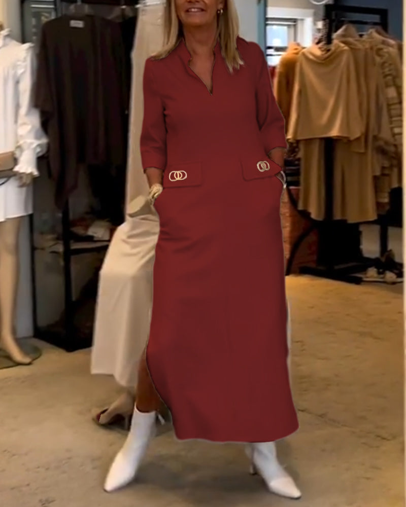 Héloïse - Robe Fendue Avec Détails Stylés Pour Un Look Raffiné