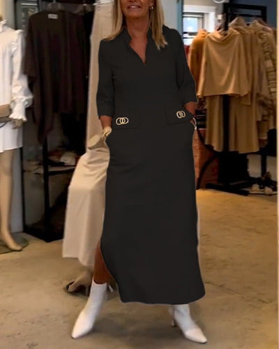Héloïse - Robe Fendue Avec Détails Stylés Pour Un Look Raffiné