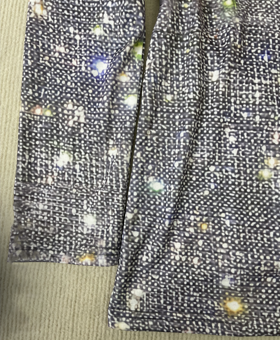 Chloé - Top Argenté Métallique Avec Imprimé Disco Glitter, Col En V Et Manches Longues