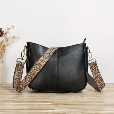 Sac à bandoulière pour femme - Cuir végétalien - Lanière réglable - Élégant & quotidien