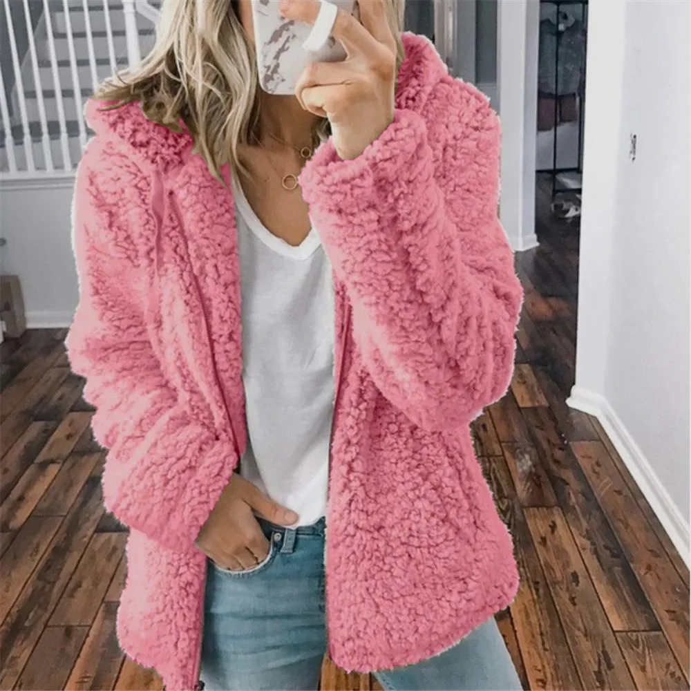 Camille - Veste En Peluche Avec Capuche Et Fermeture Éclair, Gilet En Fleece