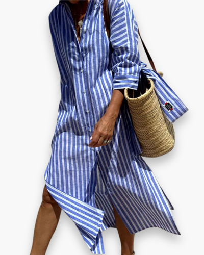 Robe chemise à rayures femme | Maxi élégante