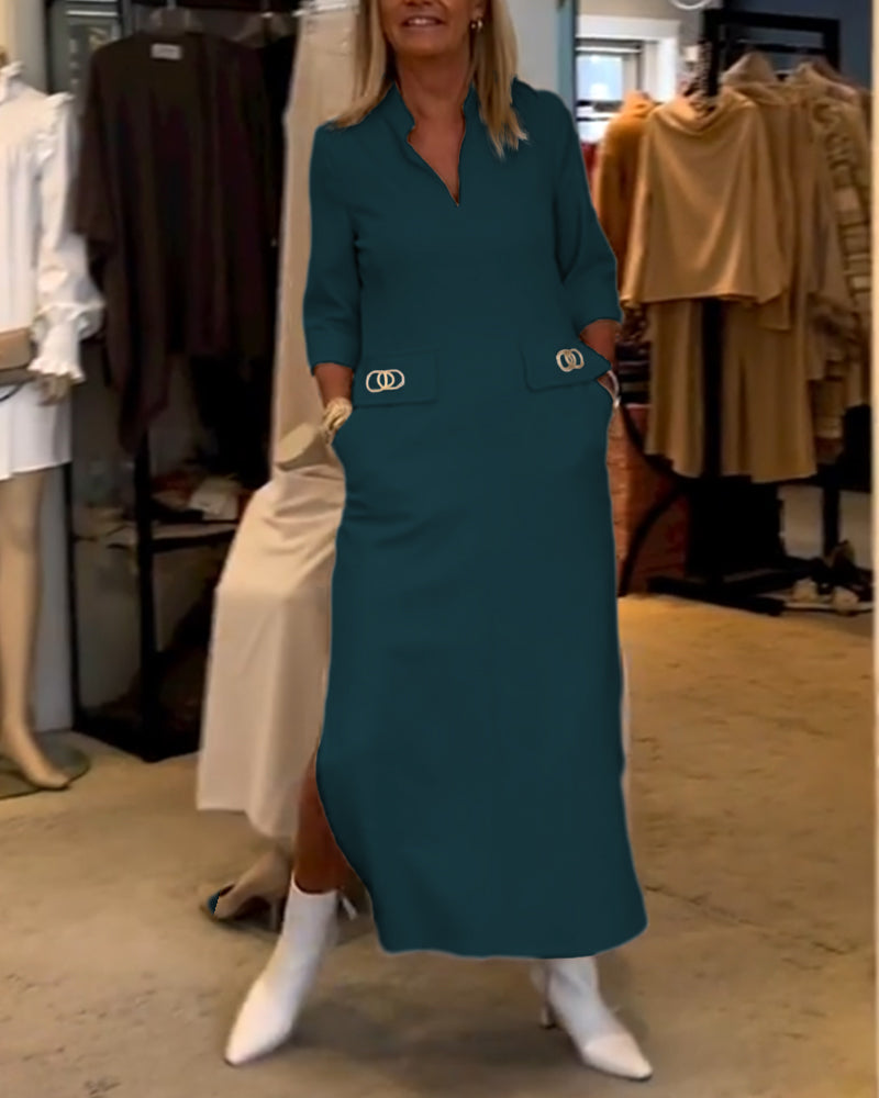 Héloïse - Robe Fendue Avec Détails Stylés Pour Un Look Raffiné