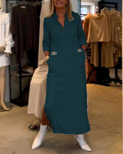 Héloïse - Robe Fendue Avec Détails Stylés Pour Un Look Raffiné