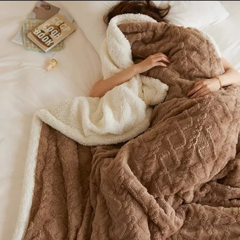WarmWool - Couverture hiver laine d’agneau épaisse