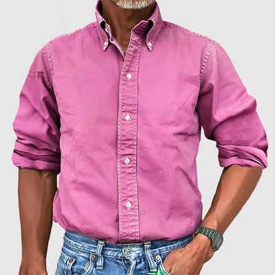 Hugo – Chemise Vintage Pour Hommes Avec Look Délavé Et Manches Longues
