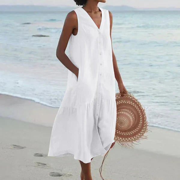 BIANCA – Robe Chemise Sans Manches Été