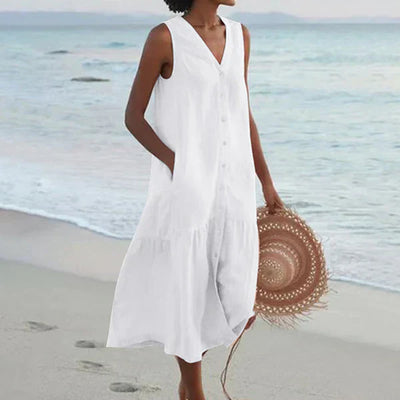 BIANCA – Robe Chemise Sans Manches Été