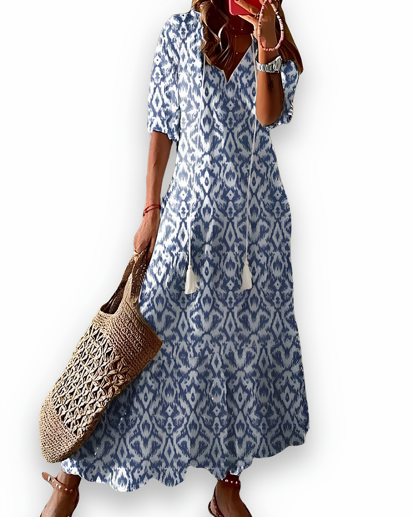 Robe fluide imprimée pour femme | Chic maxi