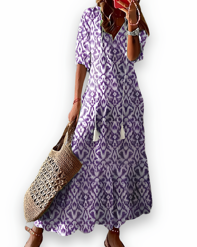 Robe fluide imprimée pour femme | Chic maxi