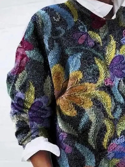 Geneviève - Pull Floral À La Mode