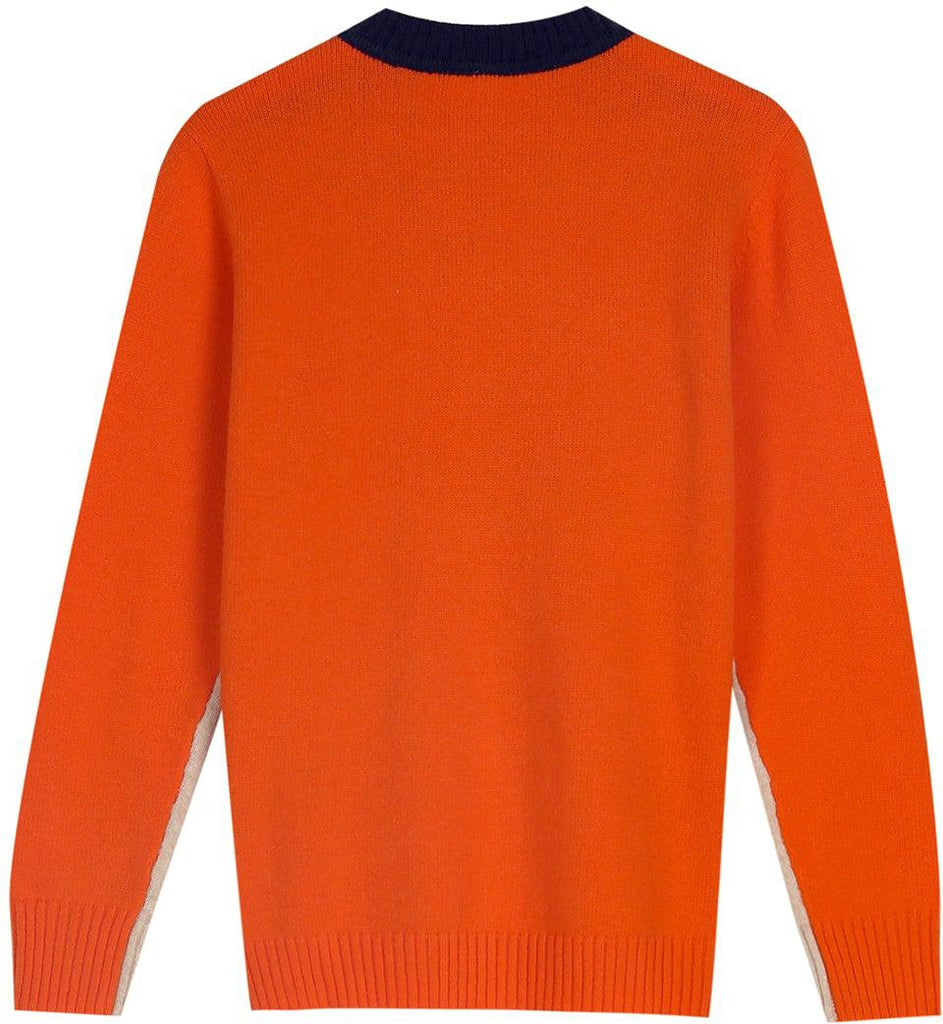 Véronique - Pull Marine Et Orange Avec Rayures Rétro