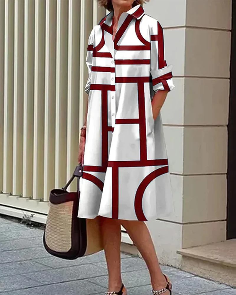 Estelle - Robe Imprimée Géométrique - Coupe Fluide - Femme