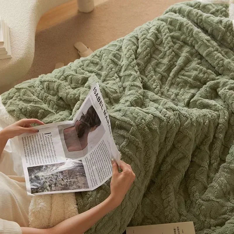 WarmWool - Couverture hiver laine d’agneau épaisse