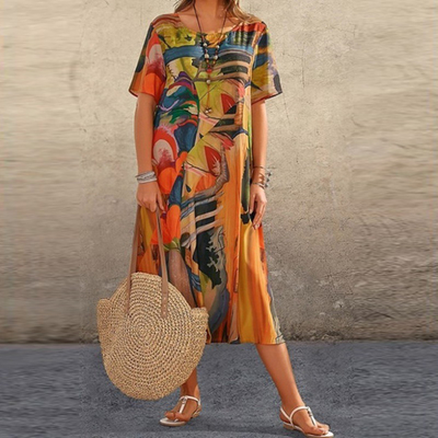 Serafina | Robe midi élégante avec imprimé abstrait