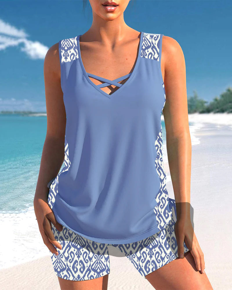 Francine - Tankini À Imprimé Feuillage Avec Tissu Léger