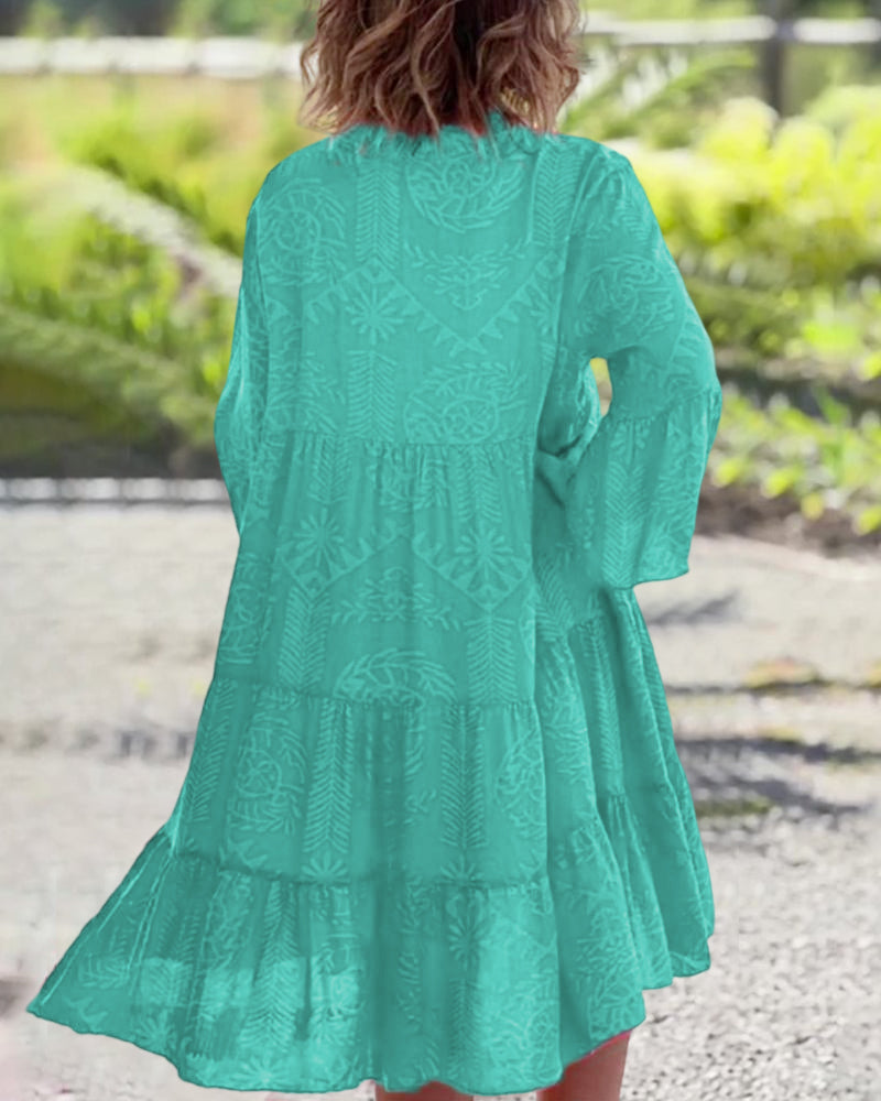 Boutique - Robe À Manches 3/4 Et Imprimé Géométrique Boho