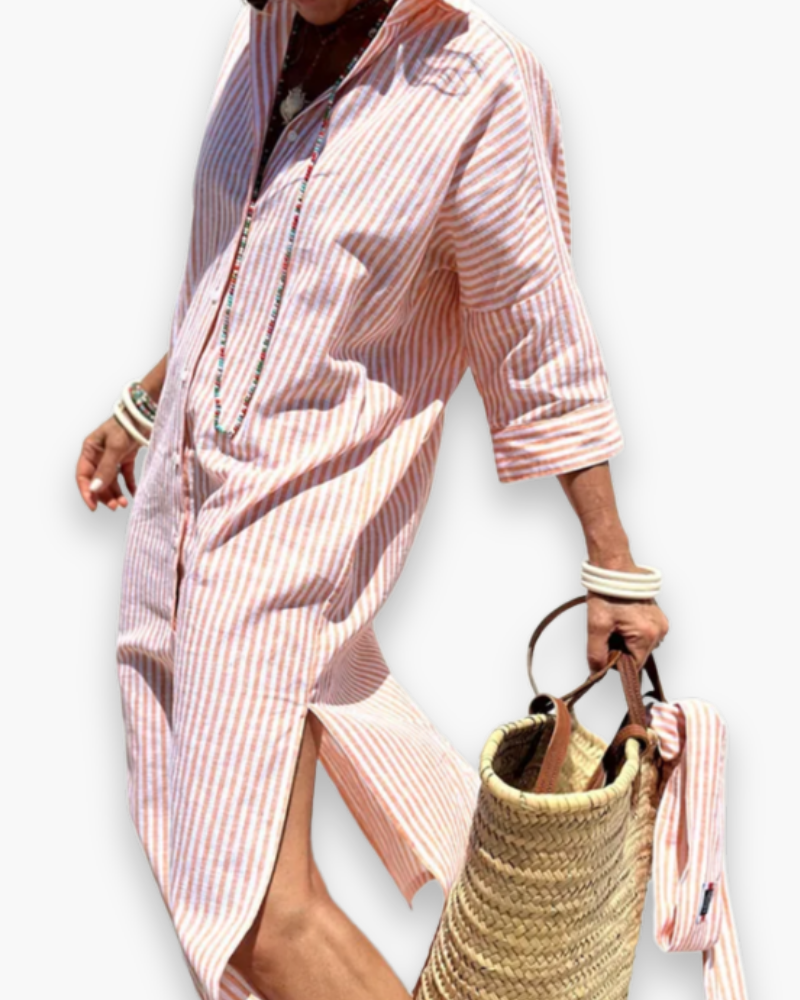 Robe chemise à rayures femme | Maxi élégante