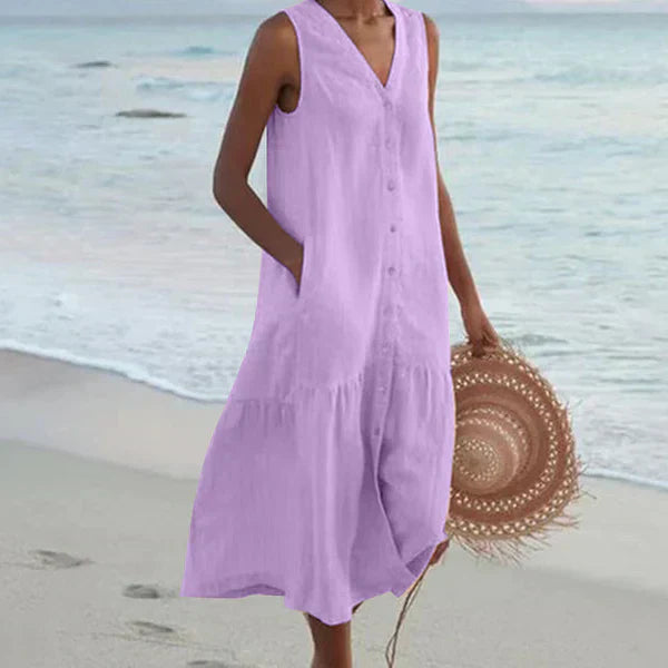BIANCA – Robe Chemise Sans Manches Été