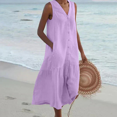 BIANCA – Robe Chemise Sans Manches Été
