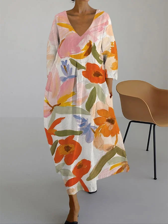 ISLA™ - Robe d'été à décolleté en V avec motif floral -