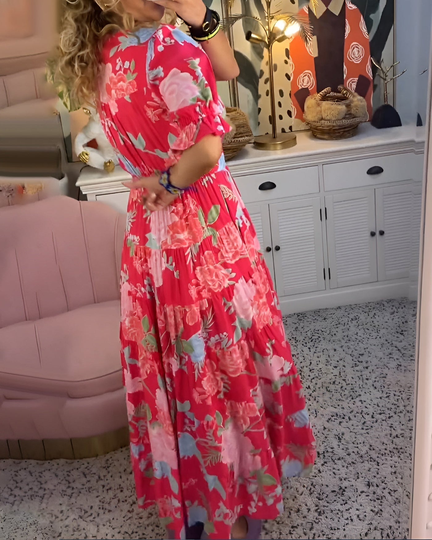 CATERINA – Robe Maxi Fleurie Féminine
