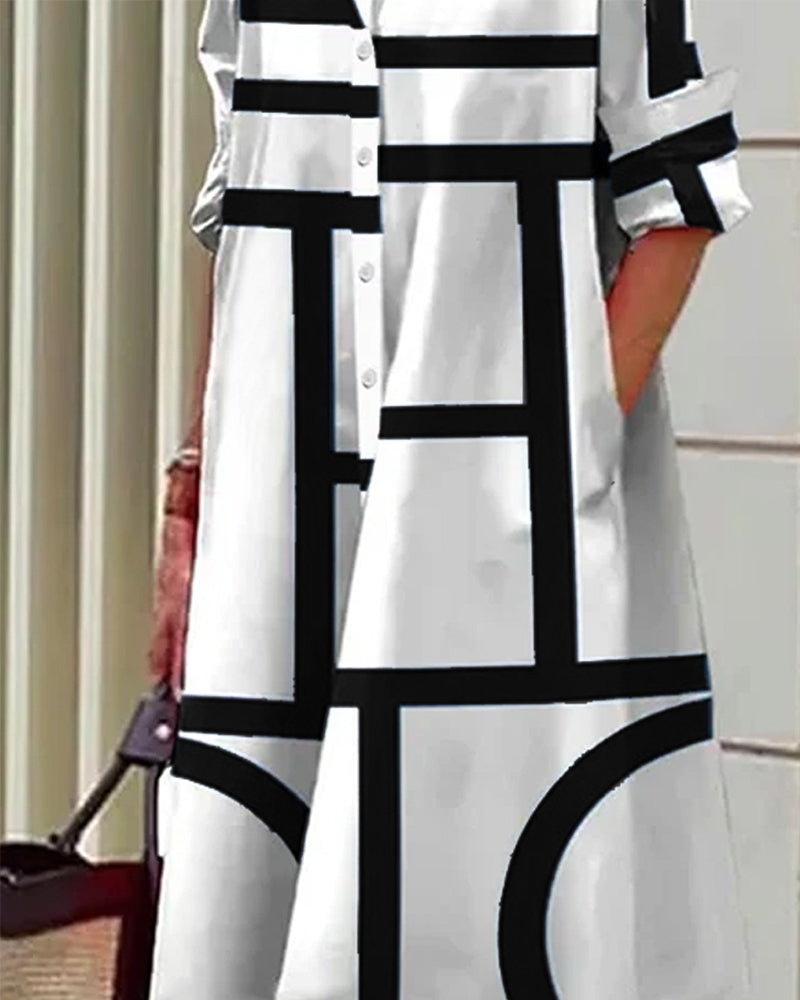 Estelle - Robe Imprimée Géométrique - Coupe Fluide - Femme