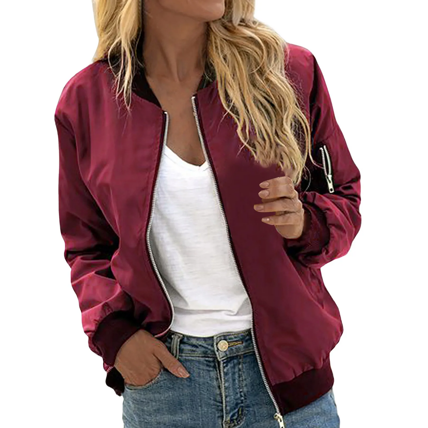 Émilie - Blouson Bomber Léger Avec Fermeture Éclair