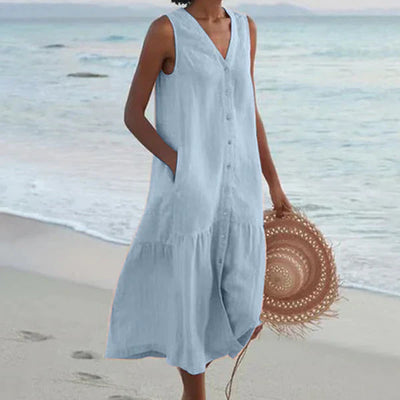 BIANCA – Robe Chemise Sans Manches Été