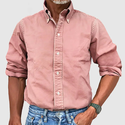 Hugo – Chemise Vintage Pour Hommes Avec Look Délavé Et Manches Longues