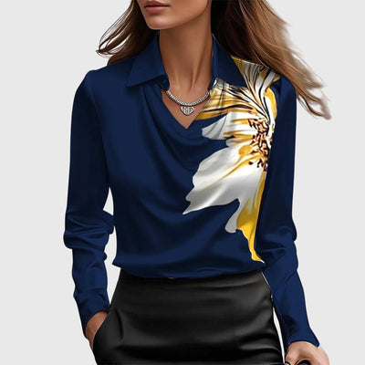 Sylvie | Blouse avec éclat luxueux et col plissé