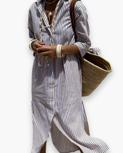 Robe chemise à rayures femme | Maxi élégante