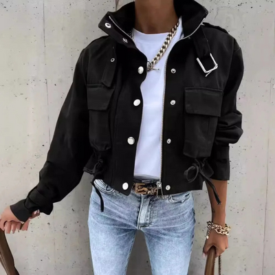 Sophie - Blouson Bomber Imprimé, Modèle Court Avec Cordons De Serrage Réglables