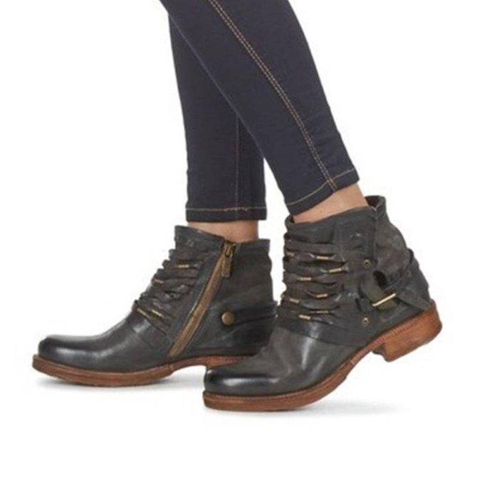 Joséphine – Bottines Rétro Avec Talon Bloc Et Fermeture Éclair